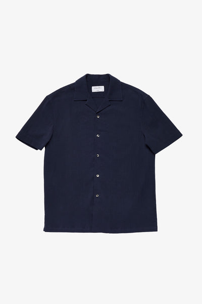 Navy seersucker S/S shirt