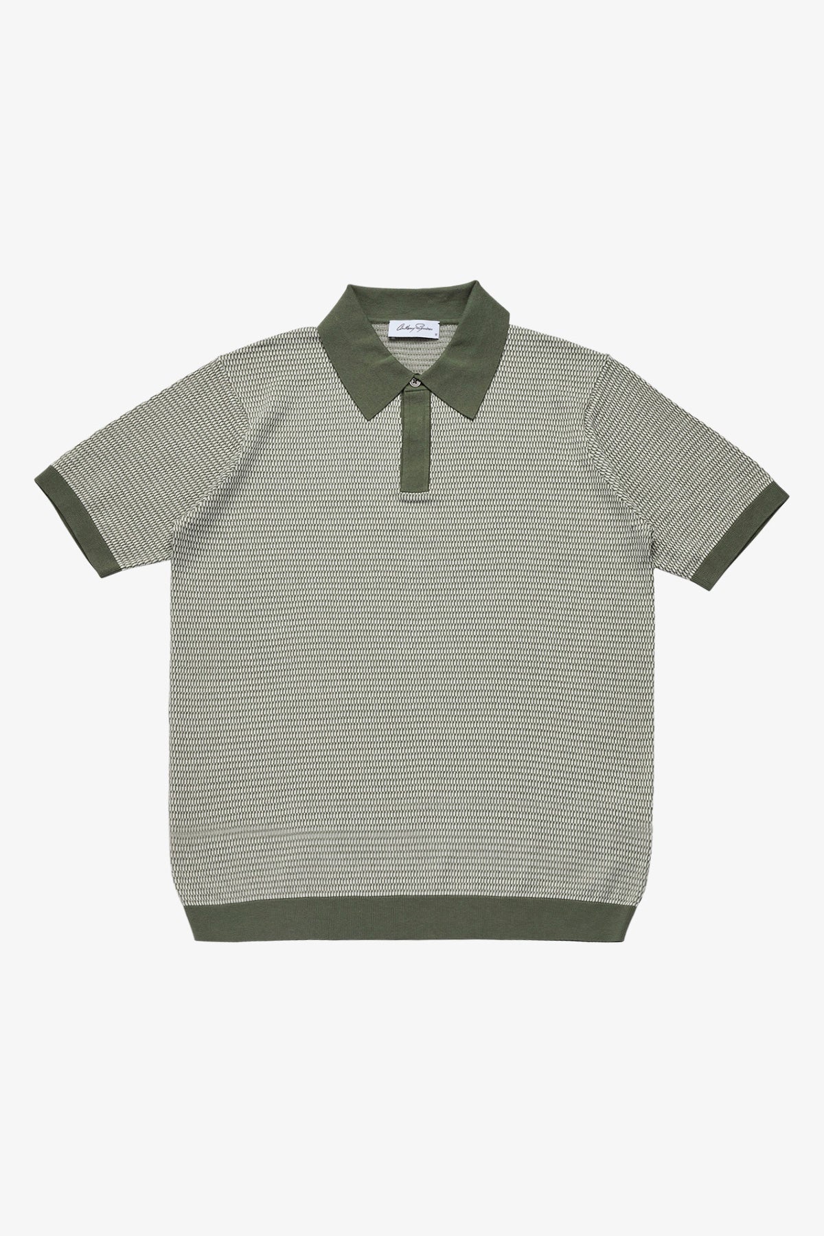 Santi olive knitted jacquard S/S polo