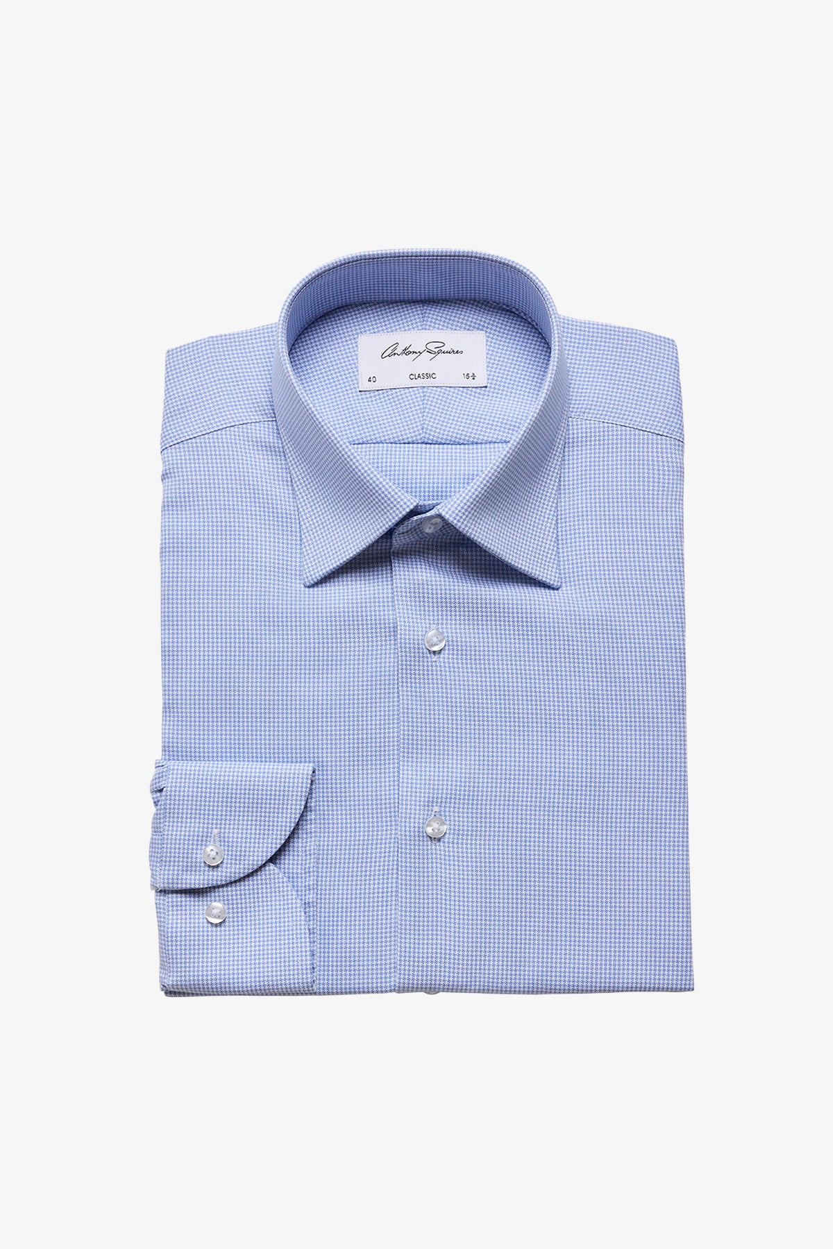 Gus formal shirt - blue houndstooth