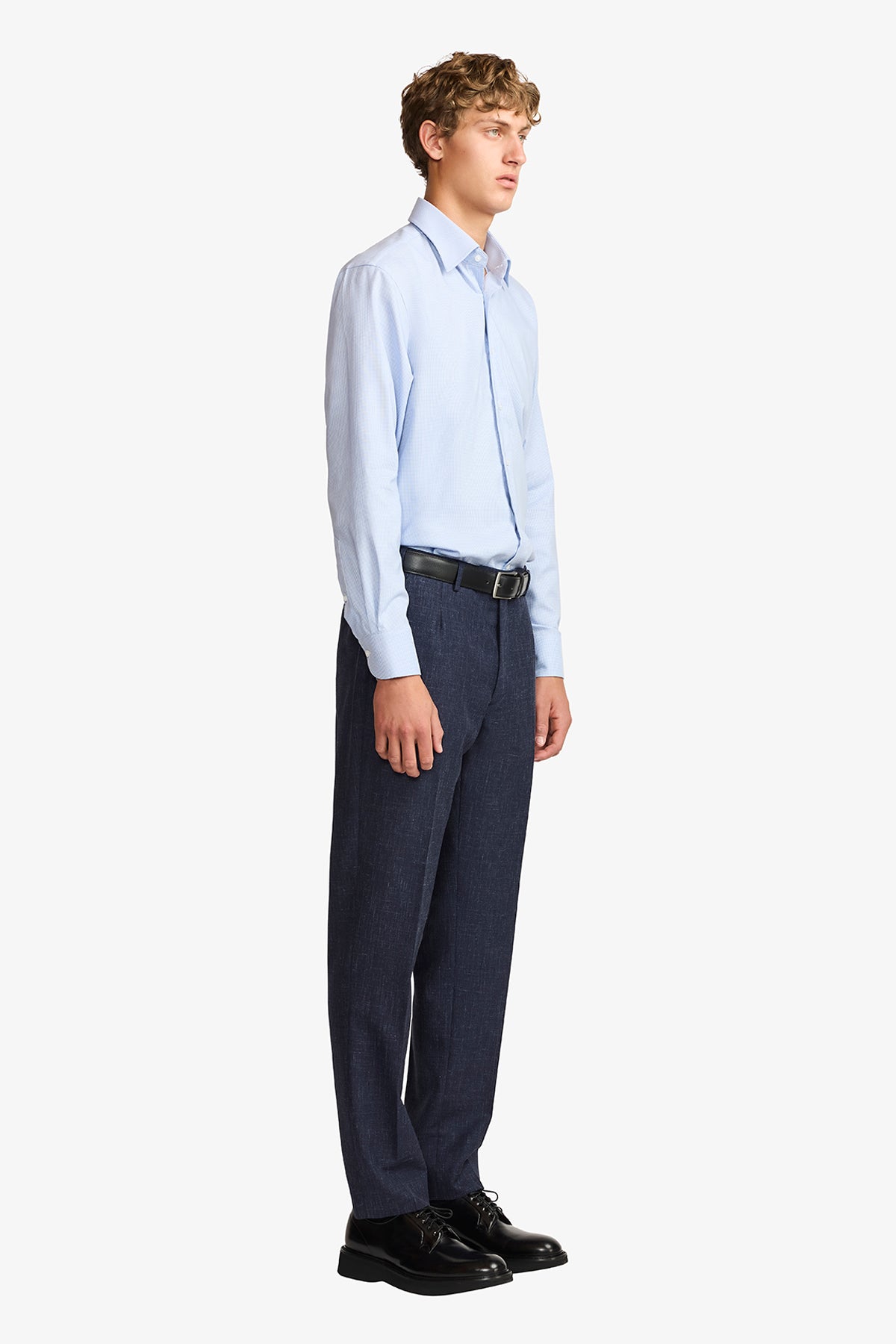 Gus formal shirt - blue houndstooth