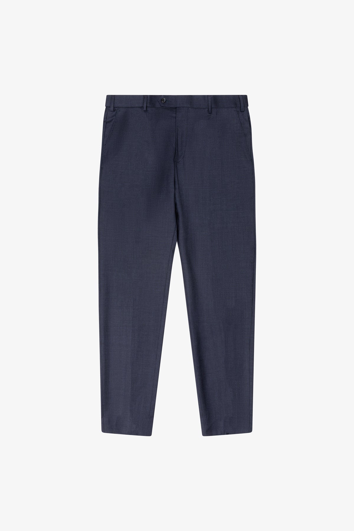 Slack Trouser - Wool In Navy Tonal With Micro Houndstooth