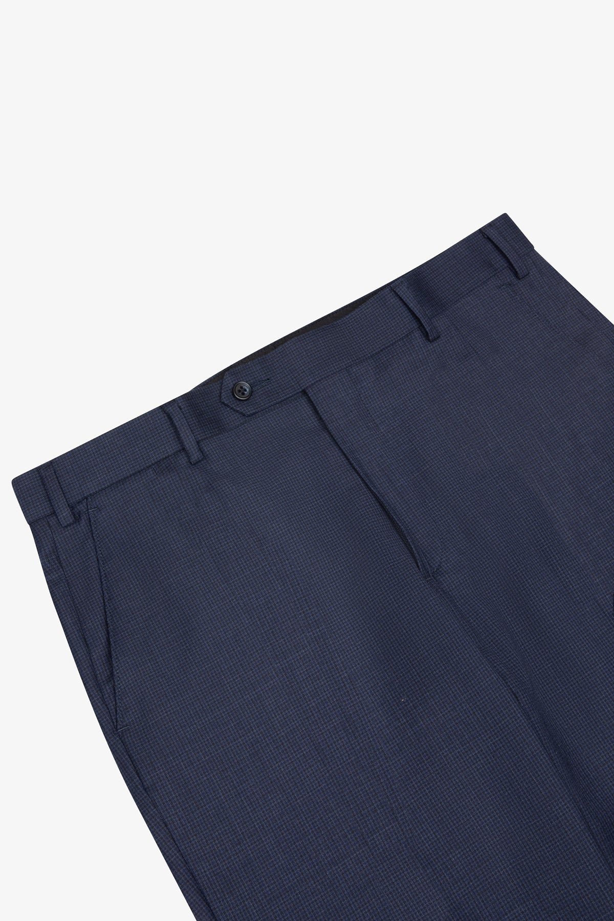 Slack Trouser - Wool In Navy Tonal With Micro Houndstooth