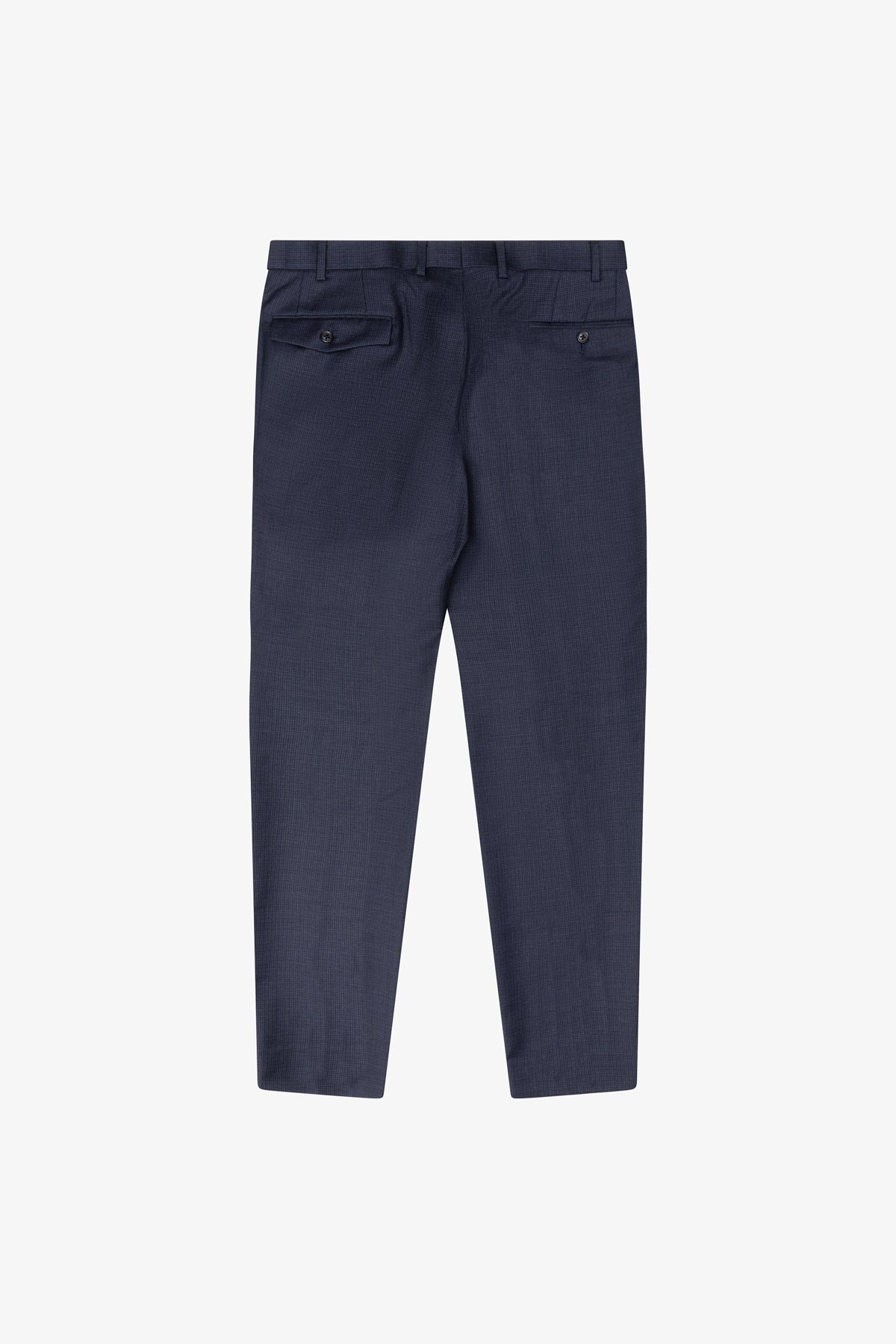 Slack Trouser - Wool In Navy Tonal With Micro Houndstooth