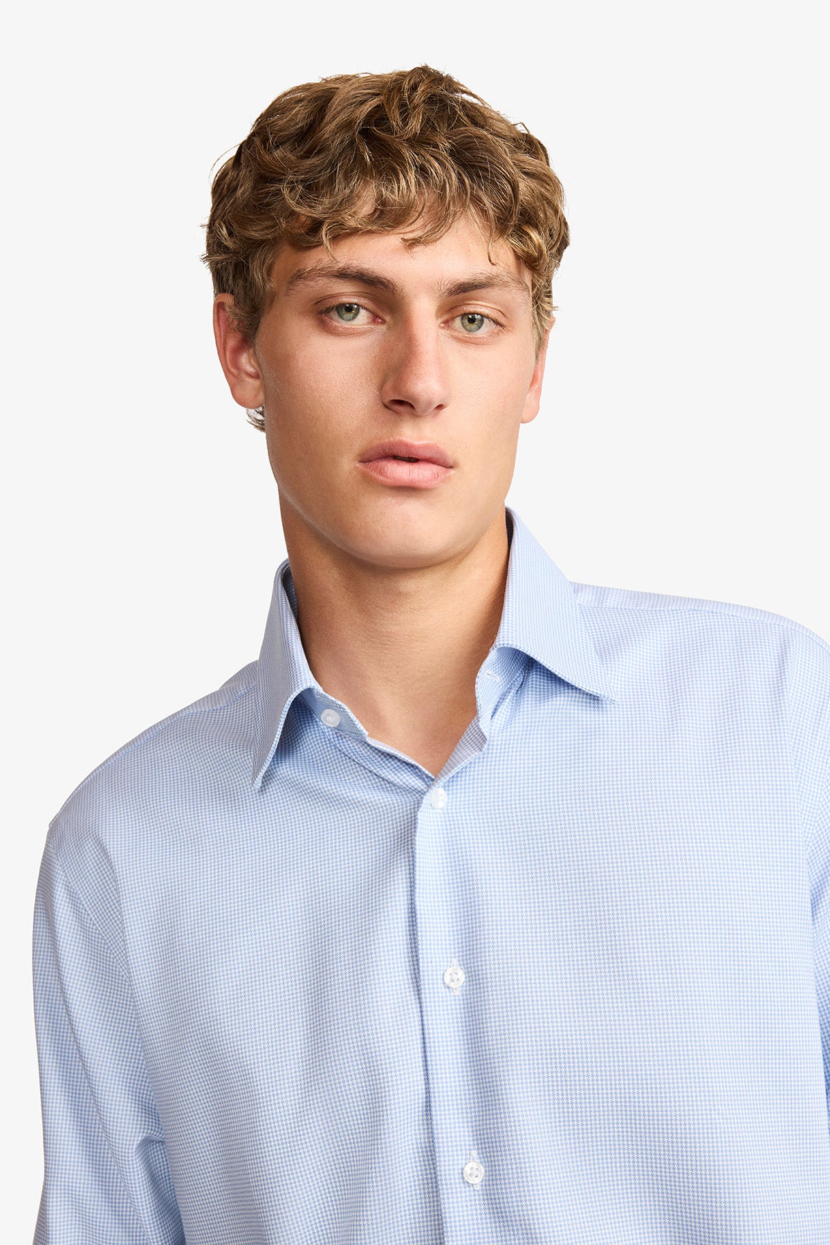 Gus formal shirt - blue houndstooth