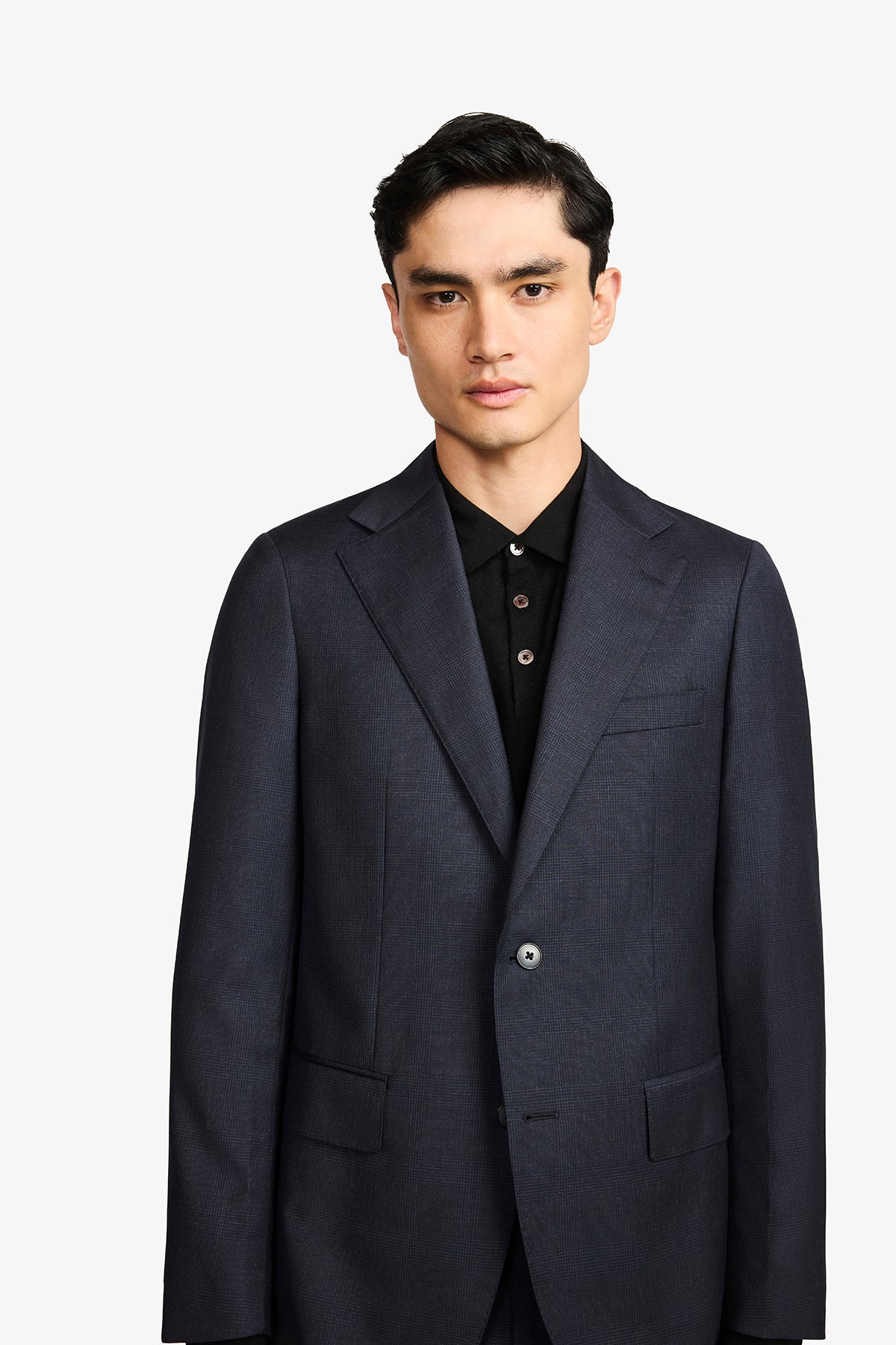 Stokes - Navy Tonal Prince Of Wales Check In Pure Wool, Super 120's