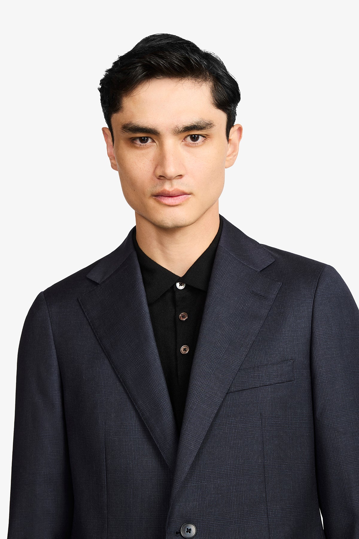 Stokes - Navy Tonal Prince Of Wales Check In Pure Wool, Super 120's