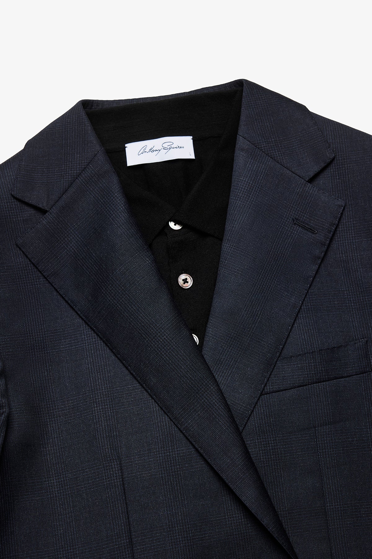 Stokes - Navy Tonal Prince Of Wales Check In Pure Wool, Super 120's