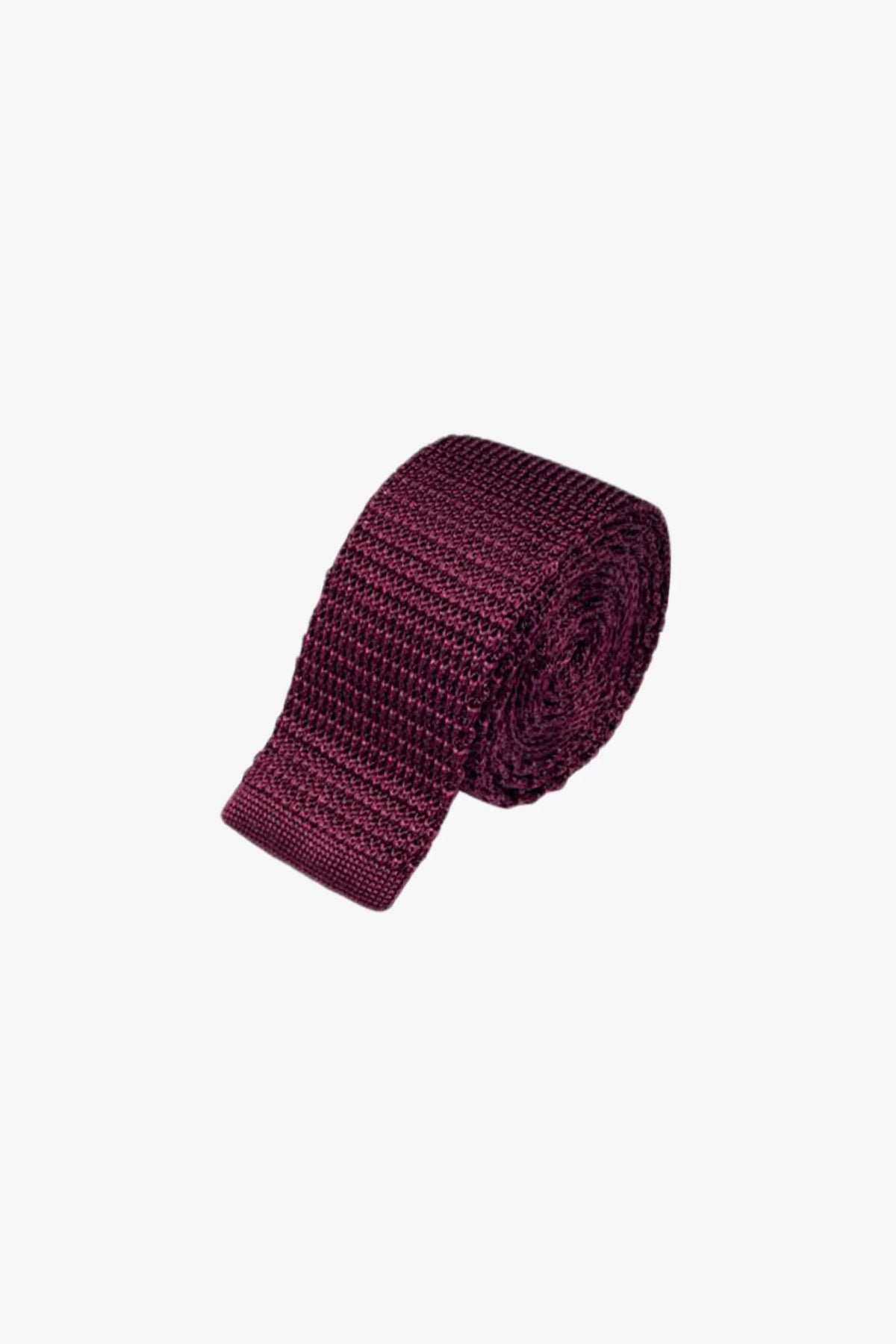 Silk Knitted Tie - Burgundy