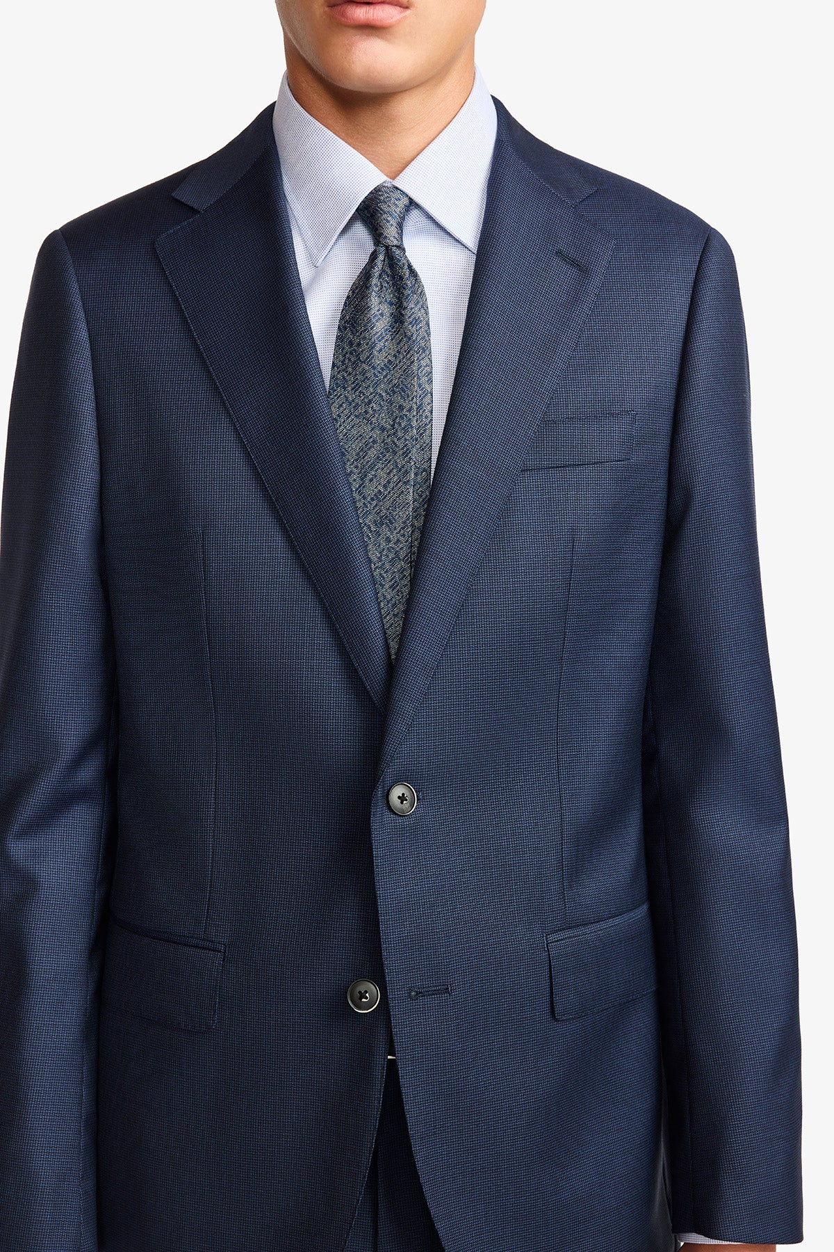 Kennedy suit - Mid blue microdesign, in pure wool super 110's