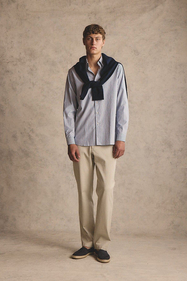 Quy blue twill stripe shirt